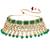 Women's green crystal choker necklace earring maang tikka bharatanatyam