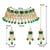 Women's green crystal choker necklace earring maang tikka bharatanatyam