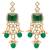 Women's green crystal choker necklace earring maang tikka bharatanatyam