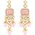 Women's pink kundan choker necklace dangle earring & maang tikka