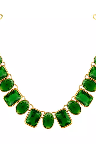 Wear square crystal necklace with drop earrings bharatanatyam jewelry