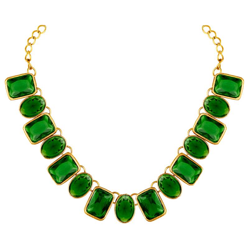 Wear square crystal necklace with drop earrings bharatanatyam jewelry