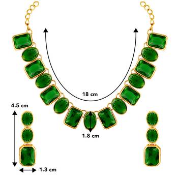 Wear square crystal necklace with drop earrings bharatanatyam jewelry 4