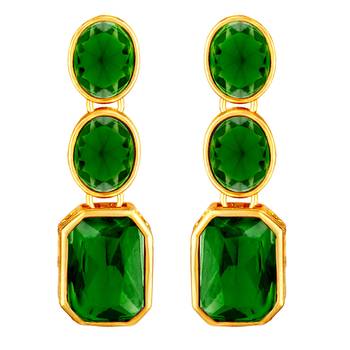Wear square crystal necklace with drop earrings bharatanatyam jewelry 5