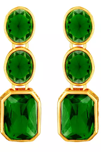 Wear square crystal necklace with drop earrings bharatanatyam jewelry