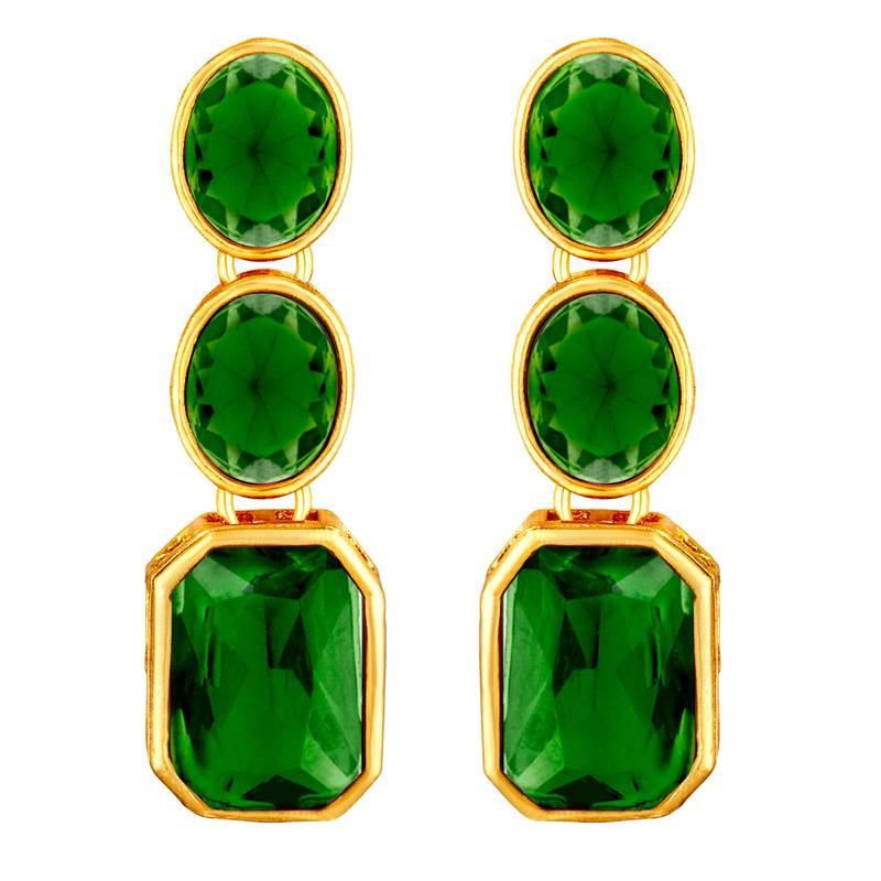 Wear square crystal necklace with drop earrings bharatanatyam jewelry