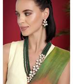 Floral crystal pearl necklace with drop earrings bharatanatyam