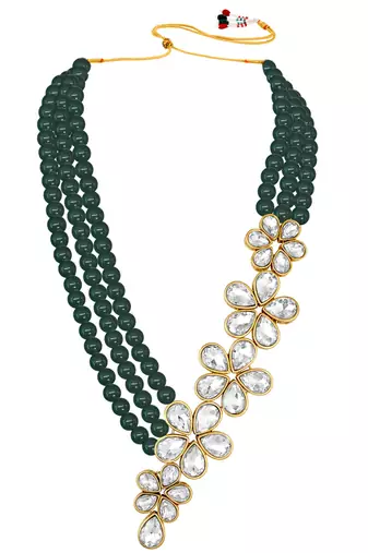 Floral crystal pearl necklace with drop earrings bharatanatyam