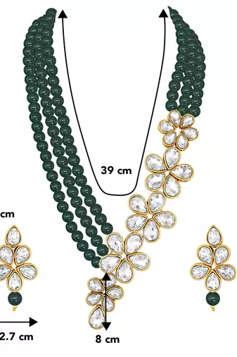 Floral crystal pearl necklace with drop earrings bharatanatyam