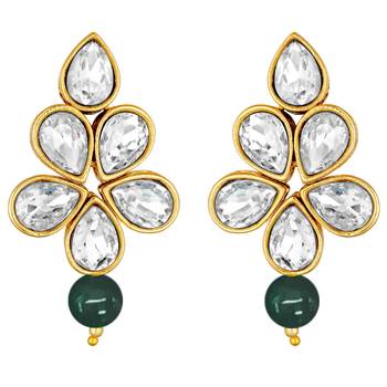 Floral crystal pearl necklace with drop earrings bharatanatyam 5