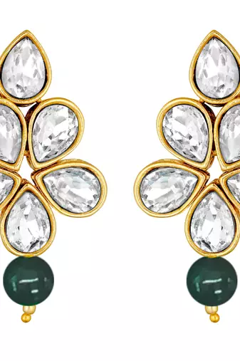 Floral crystal pearl necklace with drop earrings bharatanatyam
