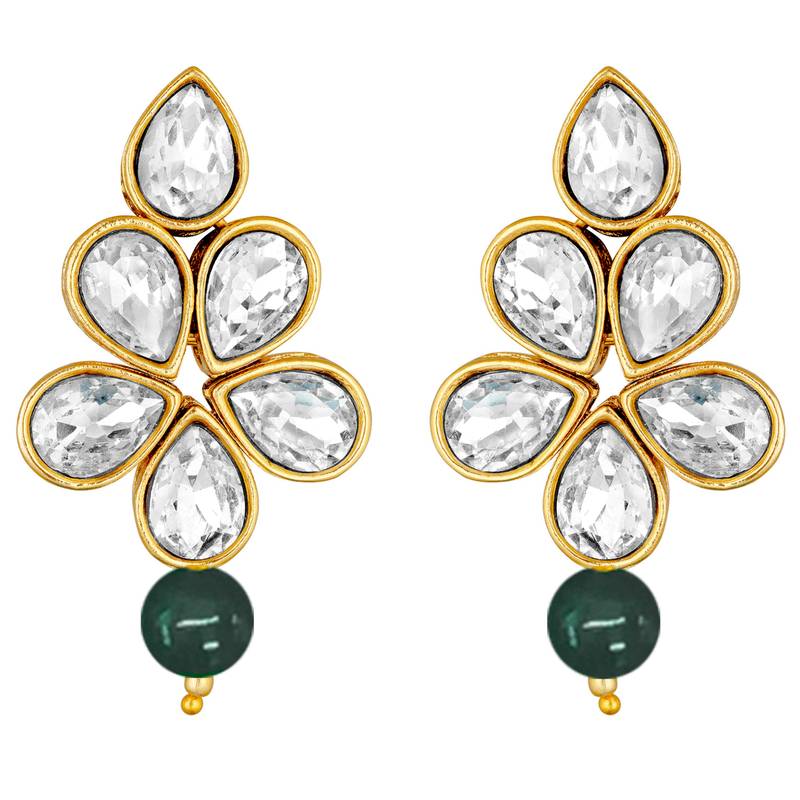 Floral crystal pearl necklace with drop earrings bharatanatyam