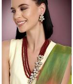 Women's floral crystal pearl necklace with drop earrings jewelry set