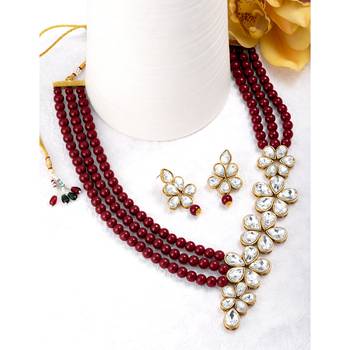 Women's floral crystal pearl necklace with drop earrings jewelry set 2
