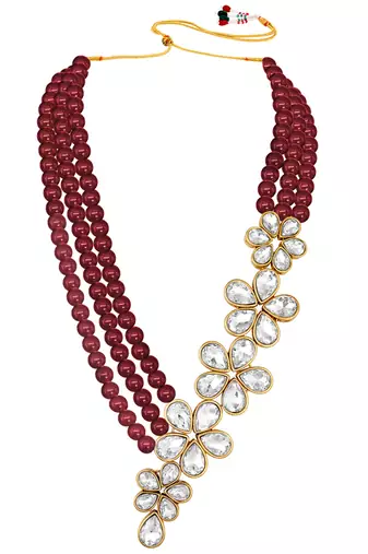 Women's floral crystal pearl necklace with drop earrings jewelry set