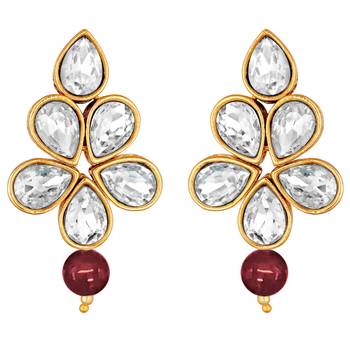 Women's floral crystal pearl necklace with drop earrings jewelry set 5