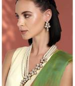 Women's floral crystal pearl necklace with drop earrings jewelry set