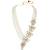 Women's floral crystal pearl necklace with drop earrings jewelry set
