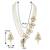 Women's floral crystal pearl necklace with drop earrings jewelry set