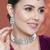 Silver plated crystal studded rhodium white necklace drop earrings