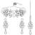 Silver plated crystal studded rhodium white necklace drop earrings