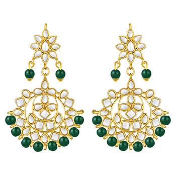 Women's faux kundan pearl necklace with earring maang tikka bharatanatyam 3