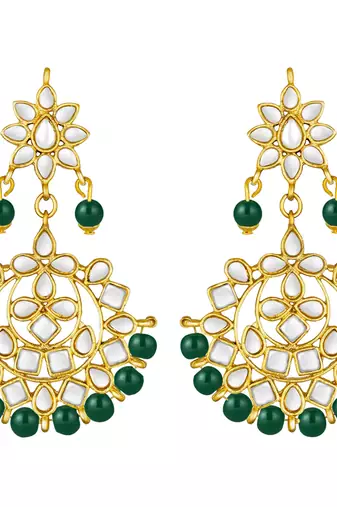 Women's faux kundan pearl necklace with earring maang tikka bharatanatyam