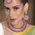 Women's faux kundan pearl necklace & earring maang tikka bharatanatyam