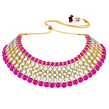 Women's faux kundan pearl necklace & earring maang tikka bharatanatyam 3