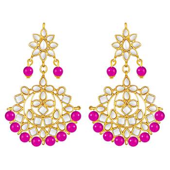 Women's faux kundan pearl necklace & earring maang tikka bharatanatyam 5
