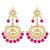Women's faux kundan pearl necklace & earring maang tikka bharatanatyam