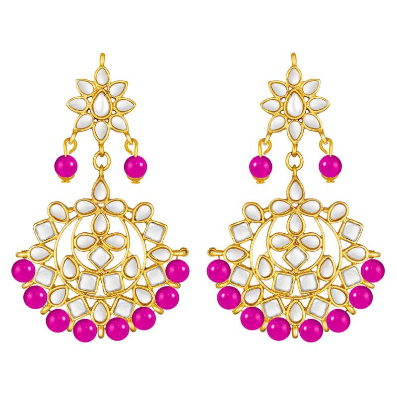 Women's faux kundan pearl necklace & earring maang tikka bharatanatyam