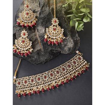 Women's faux pearl choker necklace with earrings bharatanatyam jewelry set 2
