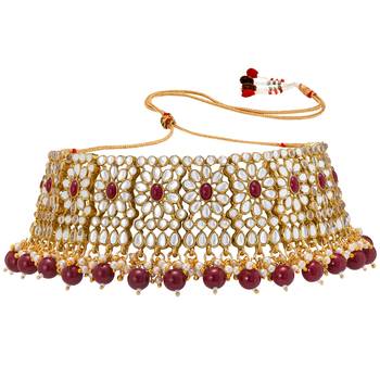 Women's faux pearl choker necklace with earrings bharatanatyam jewelry set 3