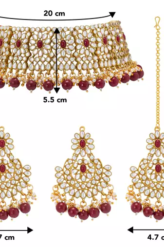 Women's faux pearl choker necklace with earrings bharatanatyam jewelry set