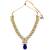 Women's blue crystal studded long necklace earrings bharatanatyam jewelry set