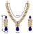 Women's blue crystal studded long necklace earrings bharatanatyam jewelry set