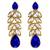 Women's blue crystal studded long necklace earrings bharatanatyam jewelry set