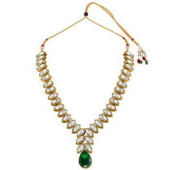 Women's kundan maang tikka earrings necklace set bharatanatyam jewelry set 3
