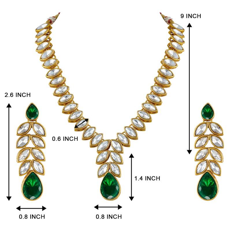 Women's kundan maang tikka earrings necklace set bharatanatyam jewelry set