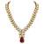 Gold plated maroon crystal studded long necklace earrings jewelry set
