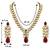 Gold plated maroon crystal studded long necklace earrings jewelry set