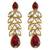 Gold plated maroon crystal studded long necklace earrings jewelry set
