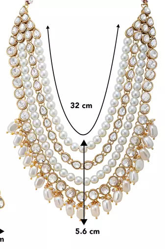 Women's white kundan long necklace earring indian bharatanatyam jewelry set