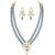 Grey beads kundan layered long necklace & drop earring bharatanatyam