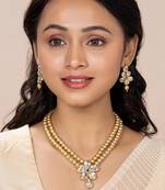 Beads kundan layered long necklace & drop earring bharatanatyam