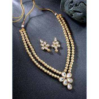 Beads kundan layered long necklace & drop earring bharatanatyam 3