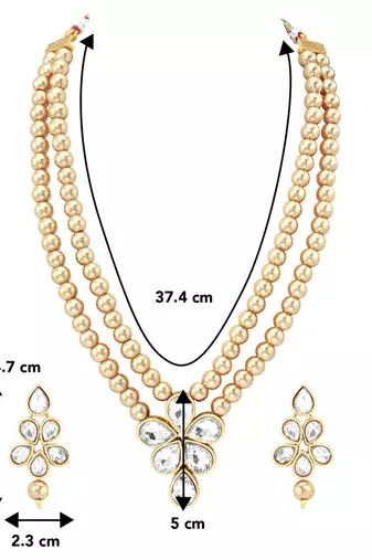 Beads kundan layered long necklace & drop earring bharatanatyam