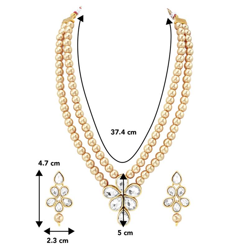 Beads kundan layered long necklace & drop earring bharatanatyam