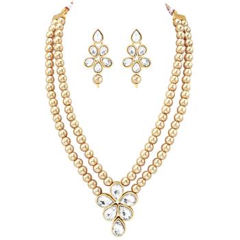 Beads kundan layered long necklace & drop earring bharatanatyam 5